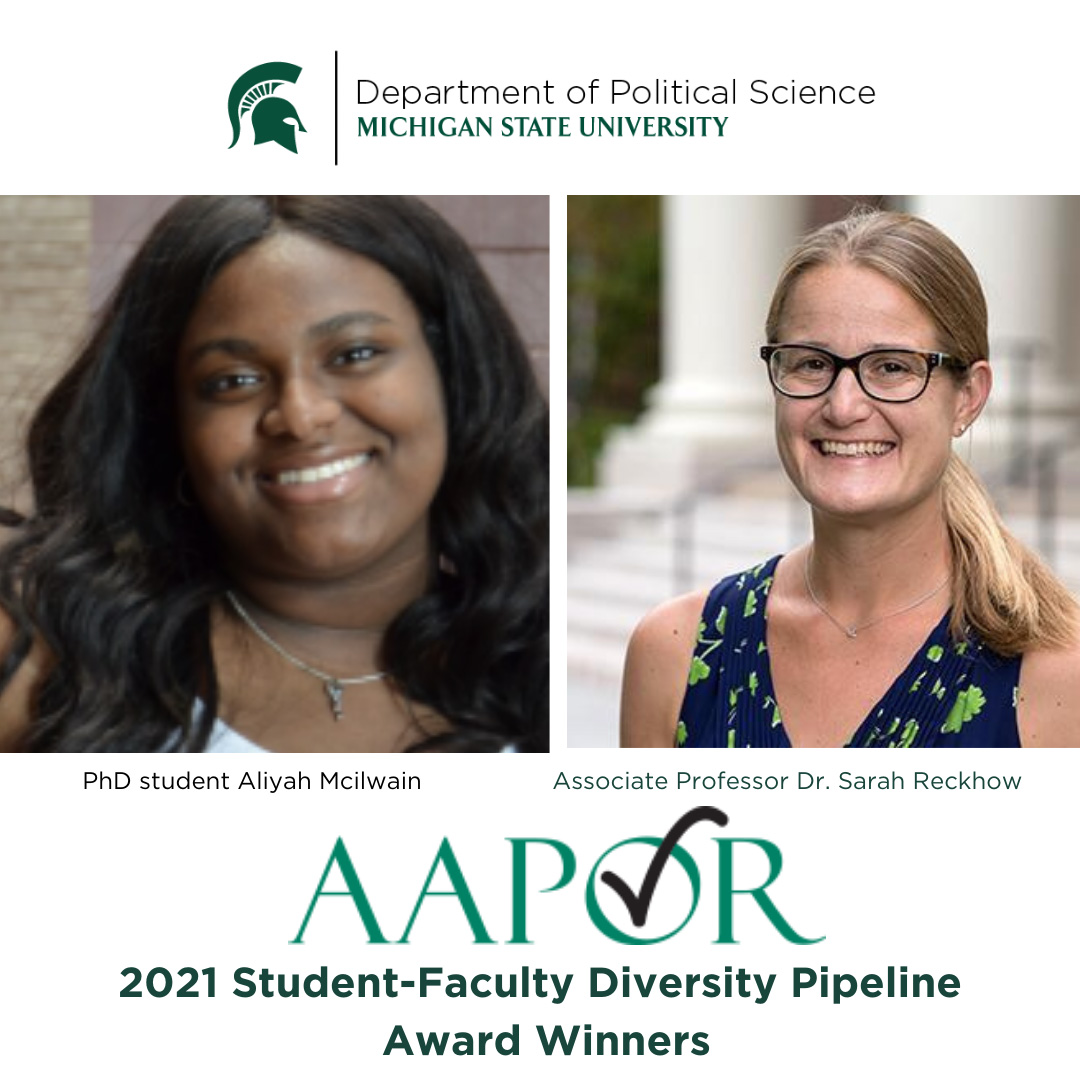Dr. Sarah Reckhow and PhD student Aliyah Mcilwain win AAPOR award
