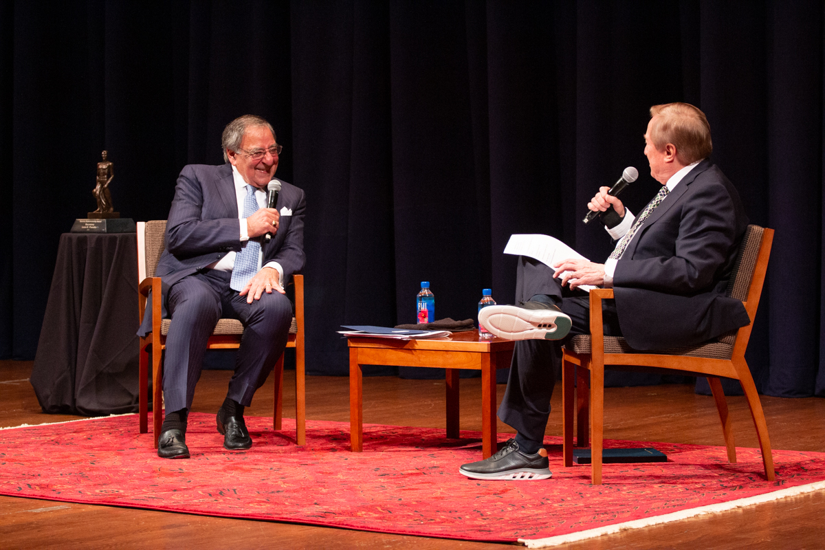 Leon Panetta and Jim Blanchard seated