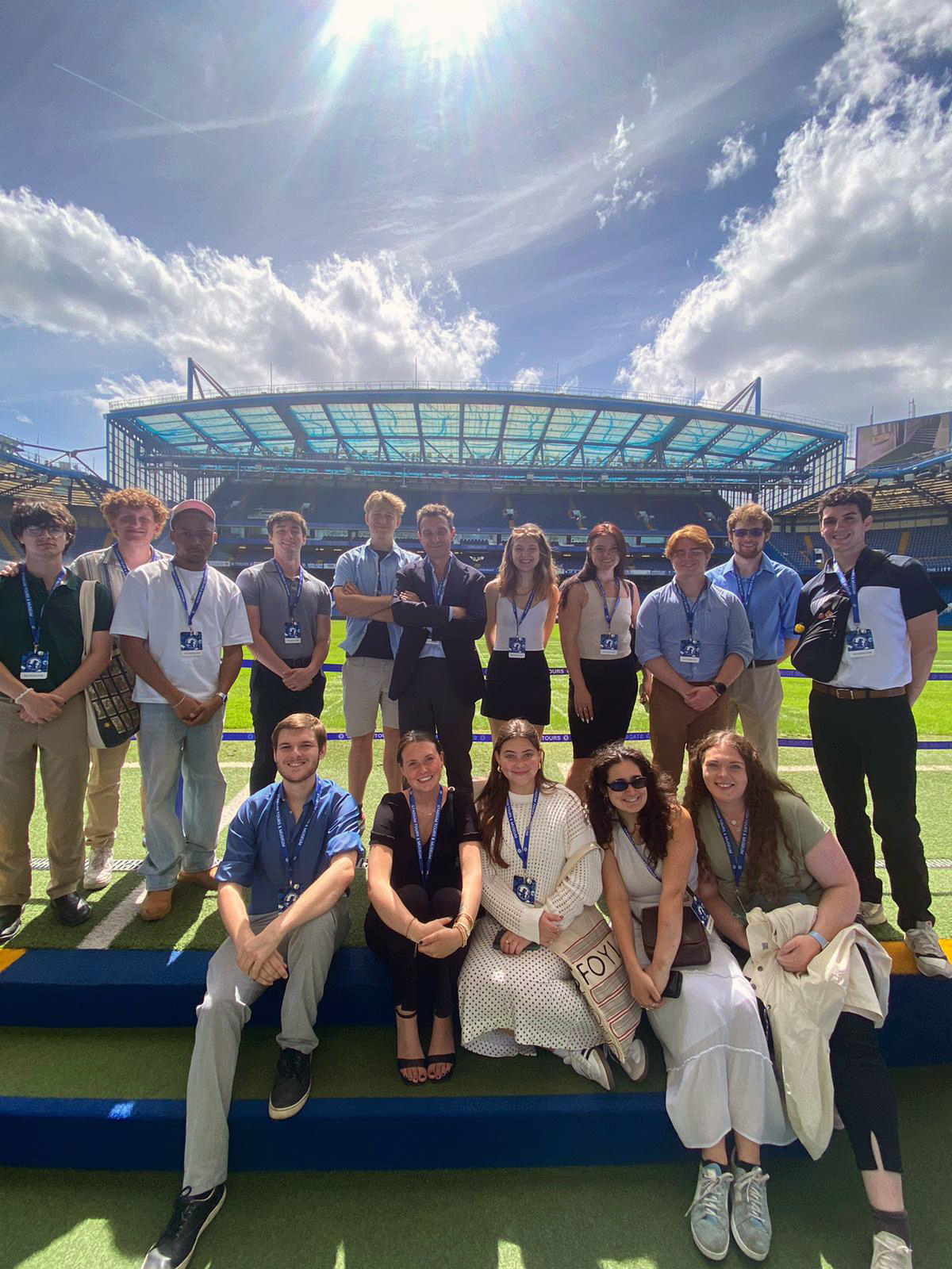 Students visit a football pitch