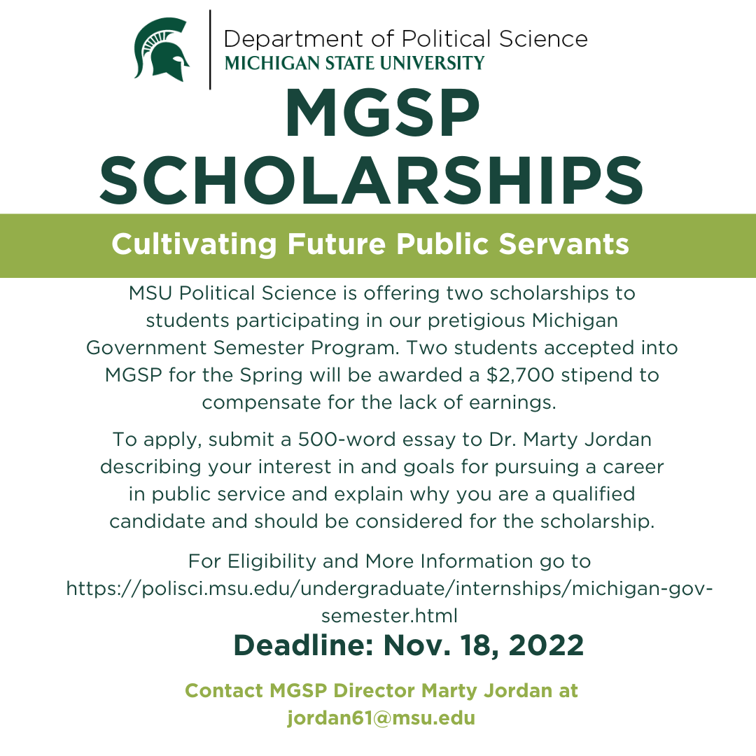 MGSP Scholarships Available for Spring 2023