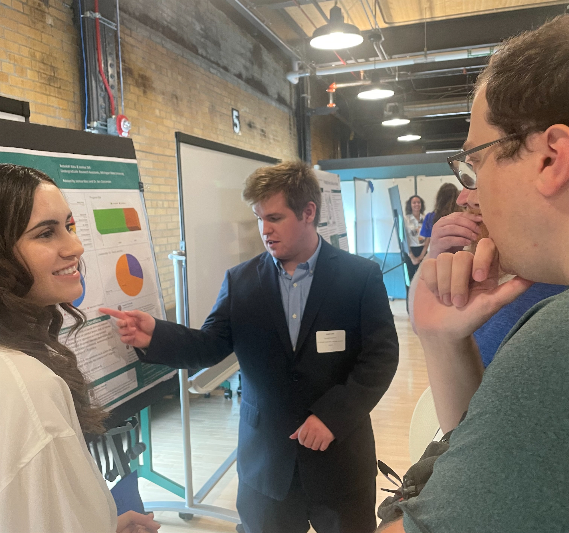 Rebekah Batu and Josh Taft explain their research at the 2023 Mid-SURE,