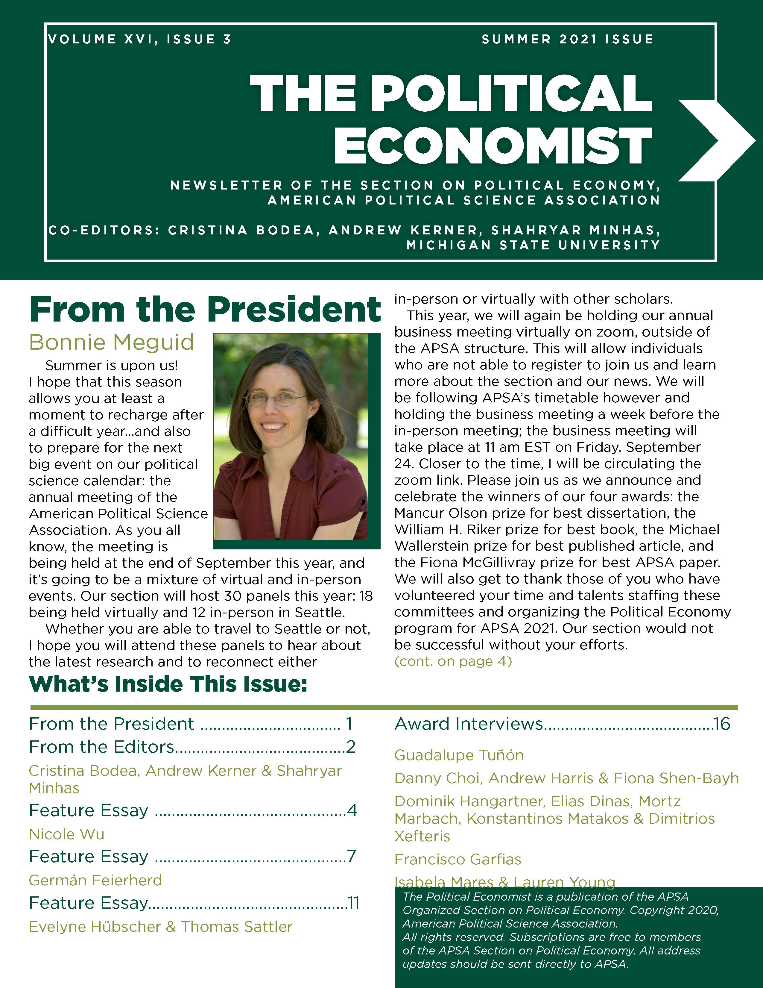 MSU PLS presents the latest Political Economy newsletter