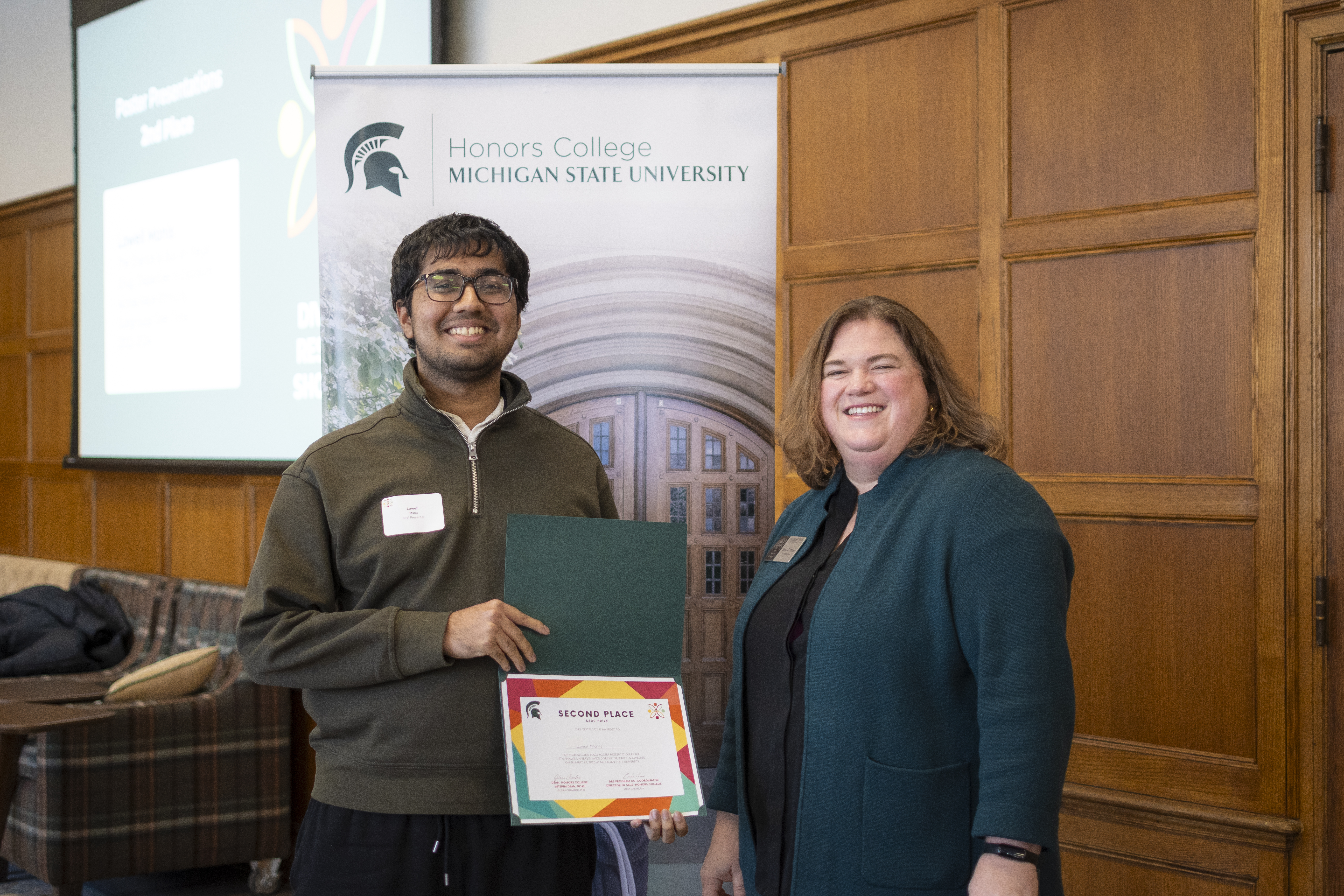 Lowel Monis wins second prize in posters at the Diversity Research Showcase