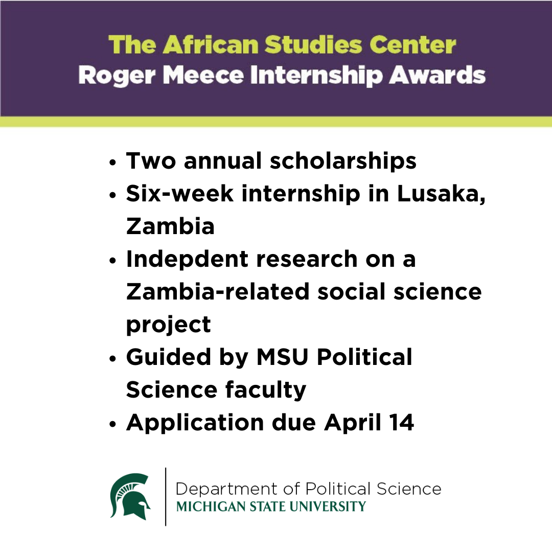 MSU PLS and African Studies Center offering Roger Meece Internship Awards